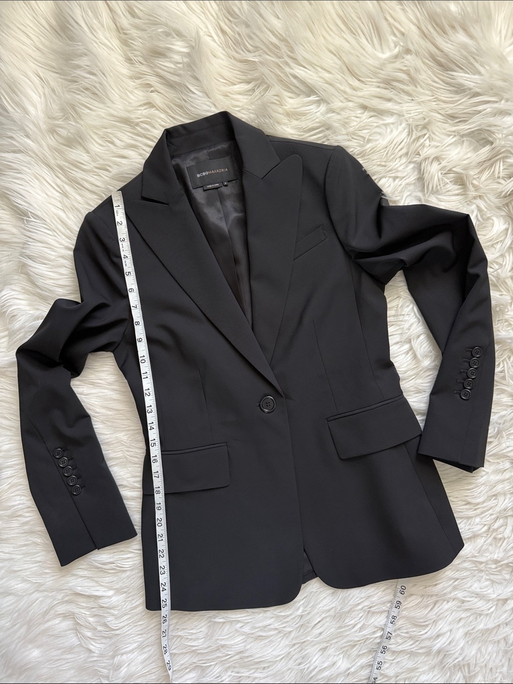 BCBG MaxAzria Women's Black Blazer One button Front Size S - Picture 10 of 11